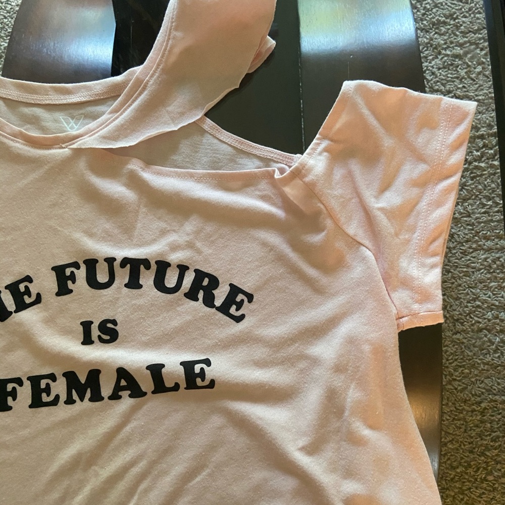 👛“The Future Is Female” One Shoulder Cut Out Tee - Picture 6 of 7